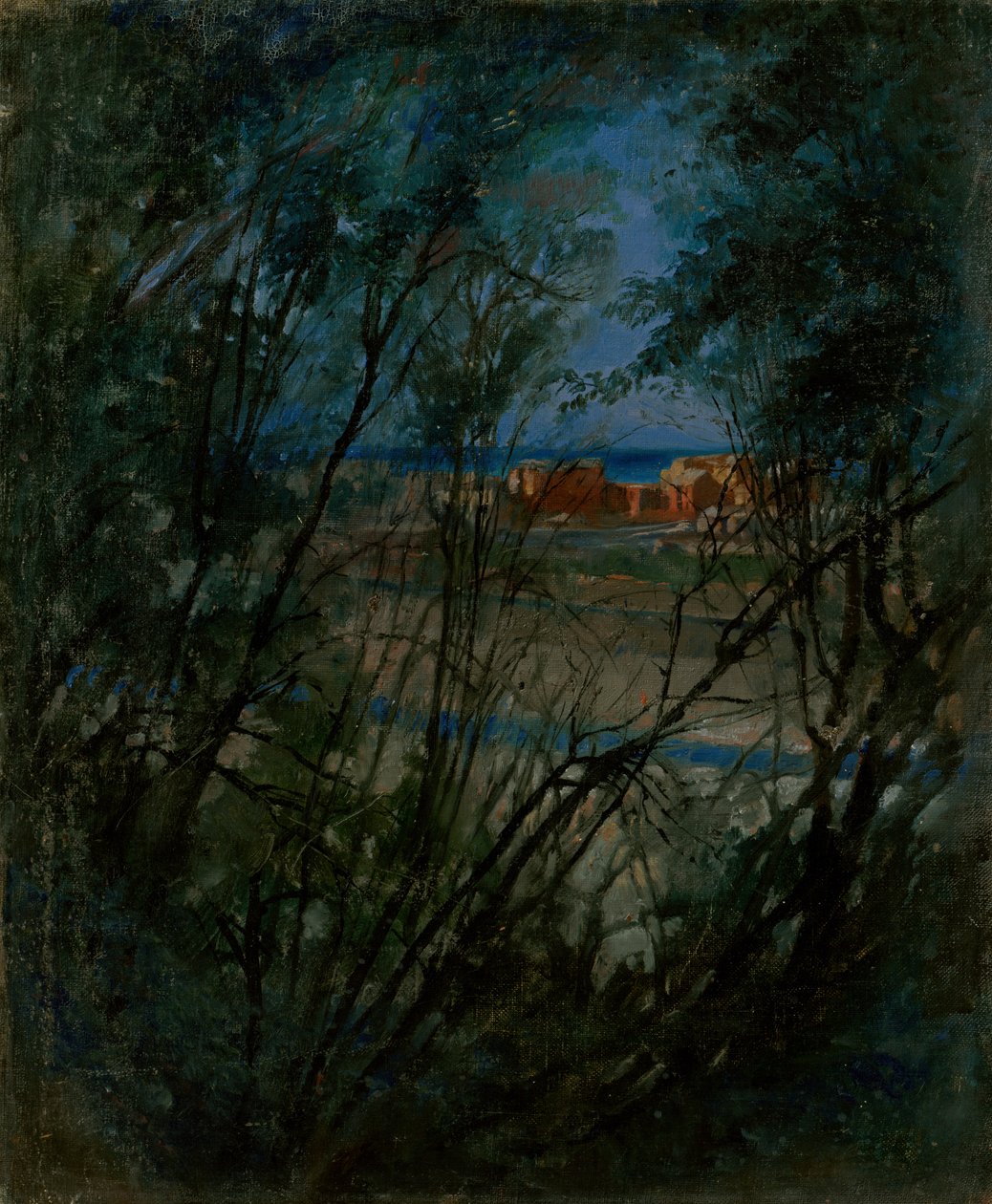 Blauw landschap door Laszlo Mednyanszky