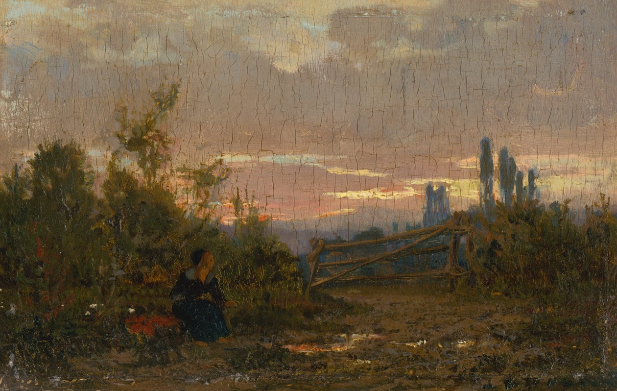 Landschap bij schemering door László Paál