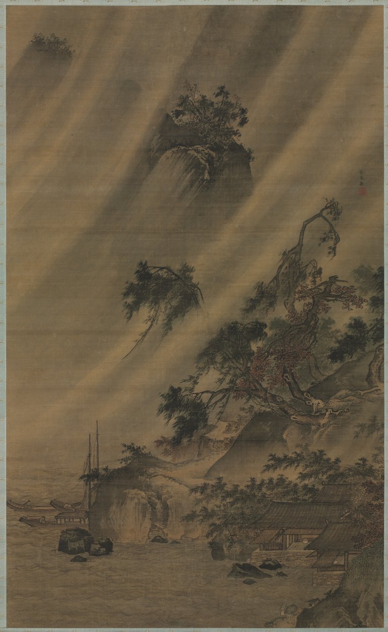 Rivierdorp in een Regenstorm door Lu Wenying