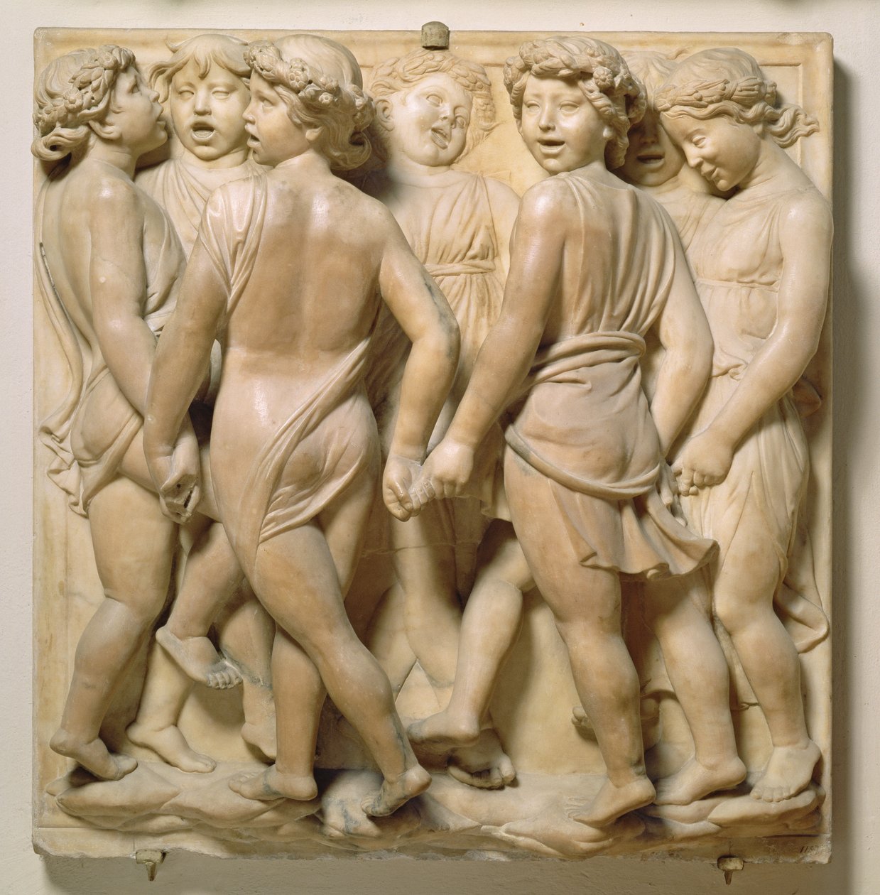 Zingende engelen, reliëfpaneel van de Cantoria, c.1432-8 door Luca Della Robbia