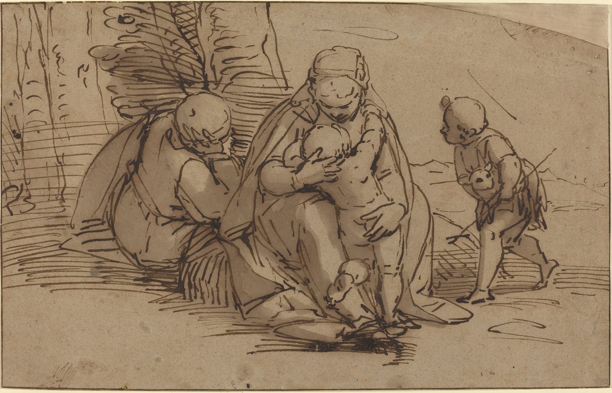 Heilige Familie met de Jonge Sint Jan door Luca Cambiaso