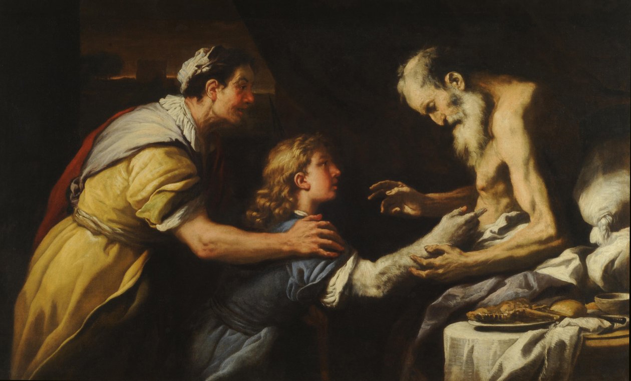 Isaak zegent Jakob door Luca Giordano