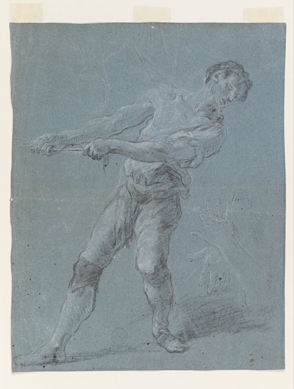 Jonge man die een touw trekt door Luca Giordano