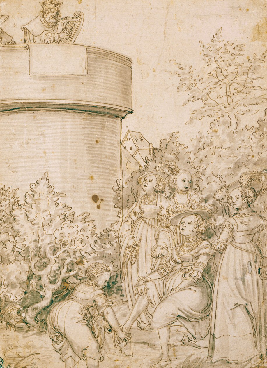 David en Bathseba door Lucas Cranach the Elder