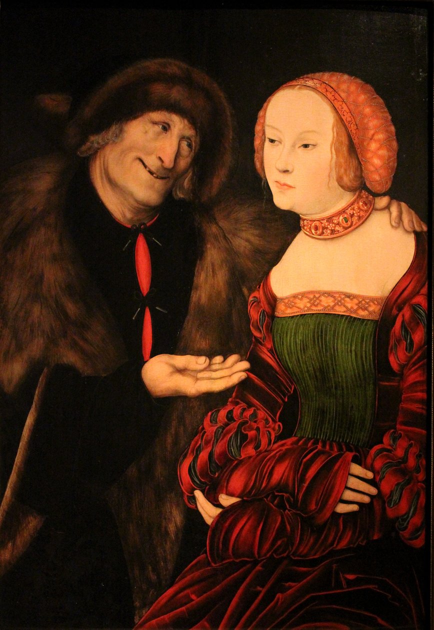 De Verliefde Oude Man door Lucas Cranach the Elder
