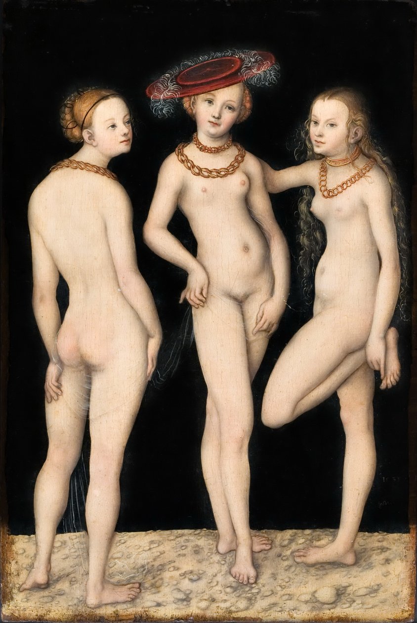 De drie Gratiën door Lucas Cranach the Elder