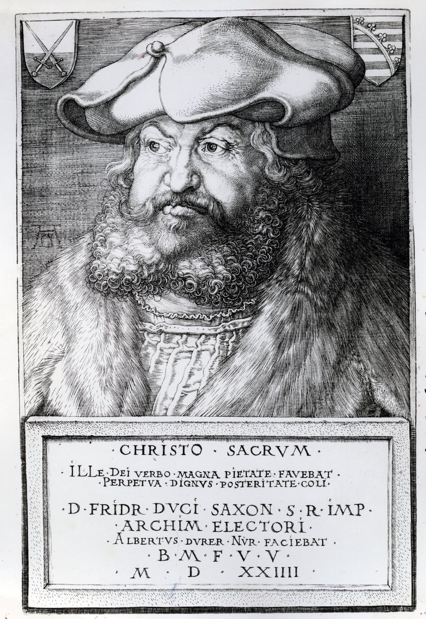 Friedrich III, keurvorst van Saksen, gegraveerd door Albrecht Dürer, 1524 door Lucas Cranach the Elder