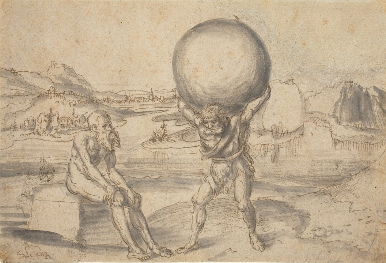 Hercules en Atlas door Lucas Cranach the Elder