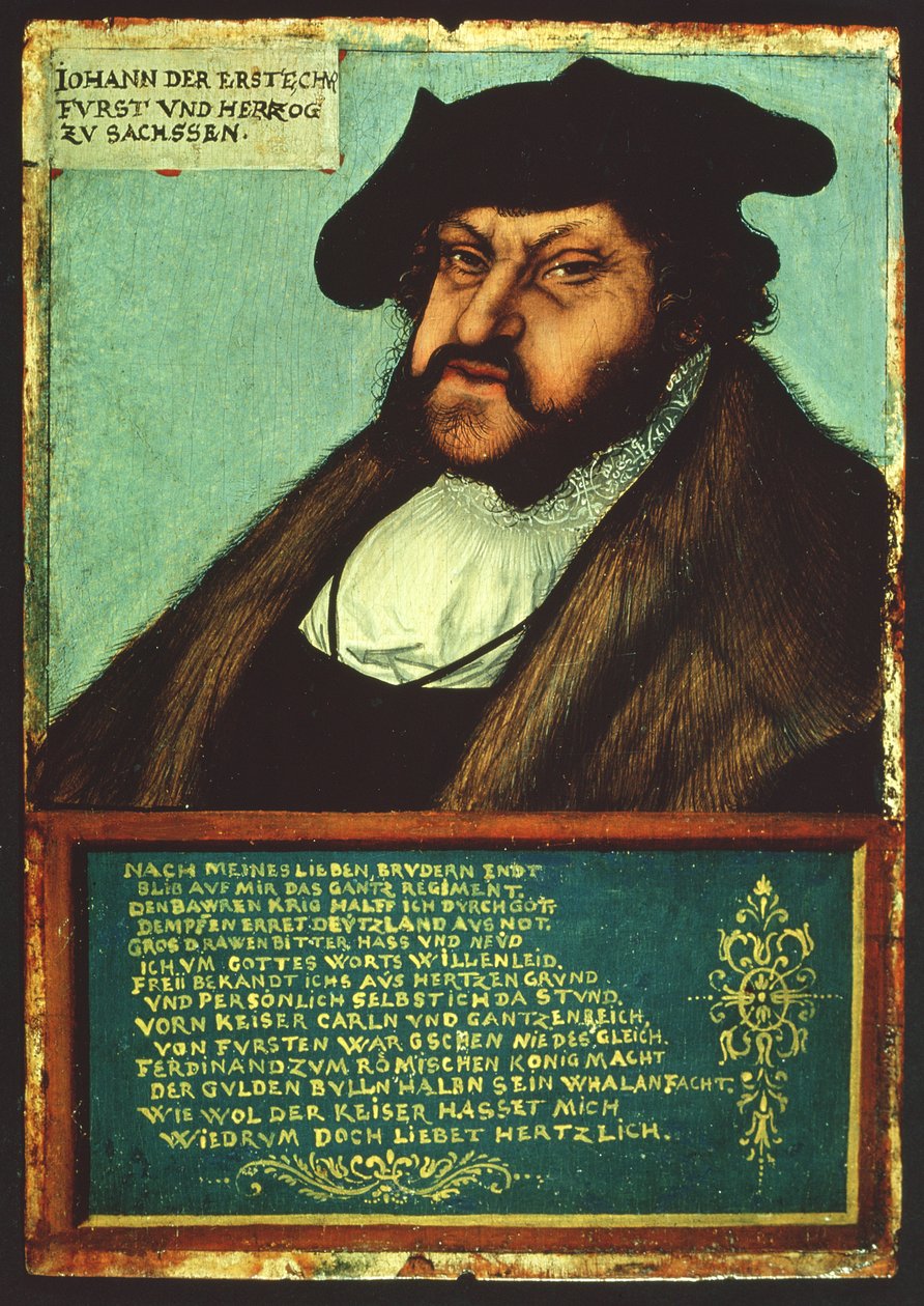 Portret van Johan I (1468-1532) de Standvastige, keurvorst van Saksen, ca.1533 door Lucas Cranach the Elder