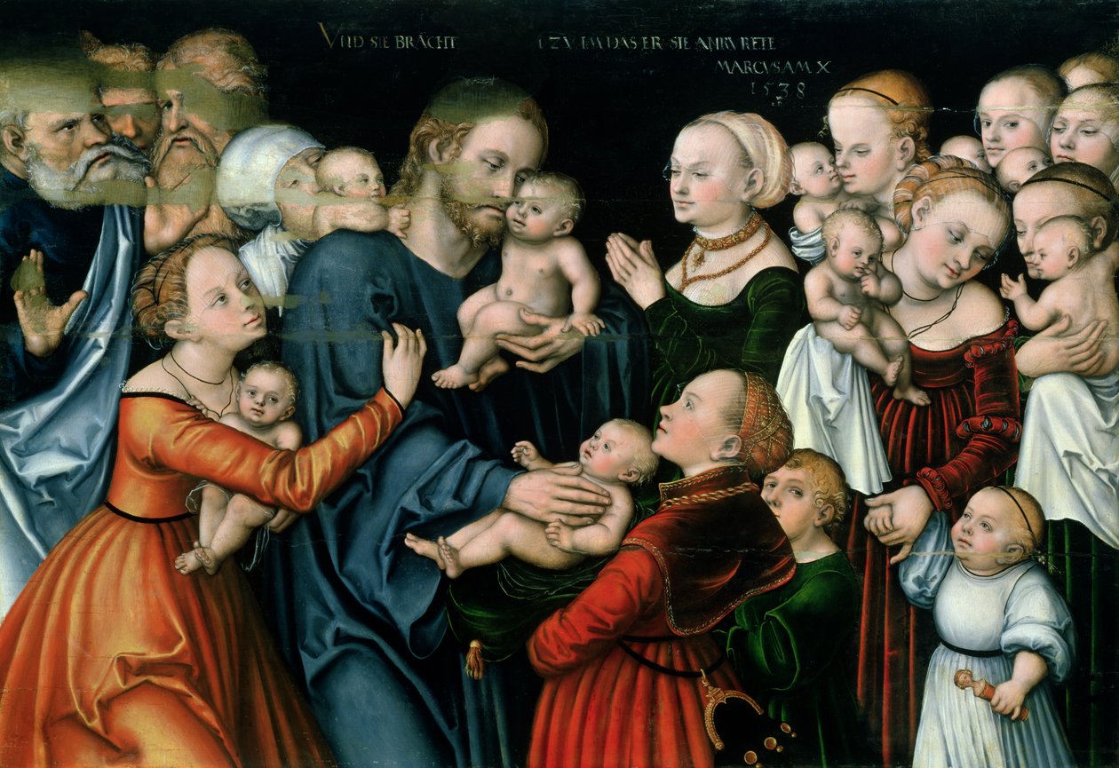 Laat de kleine kinderen tot Mij komen, 1538 door Lucas Cranach the Elder