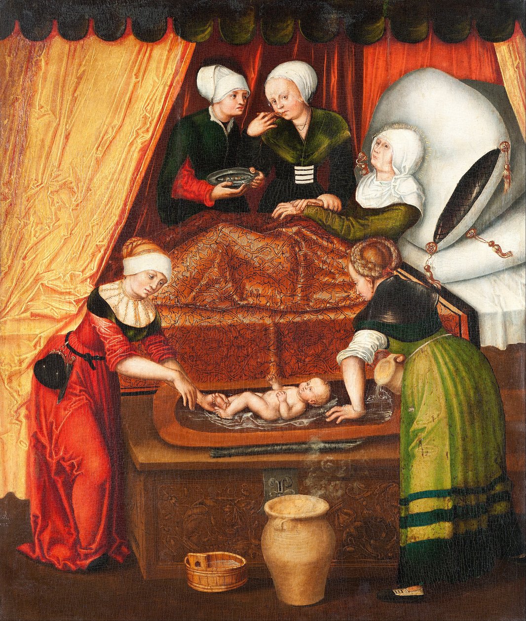 De geboorte van Johannes de Doper door Lucas Cranach the Elder