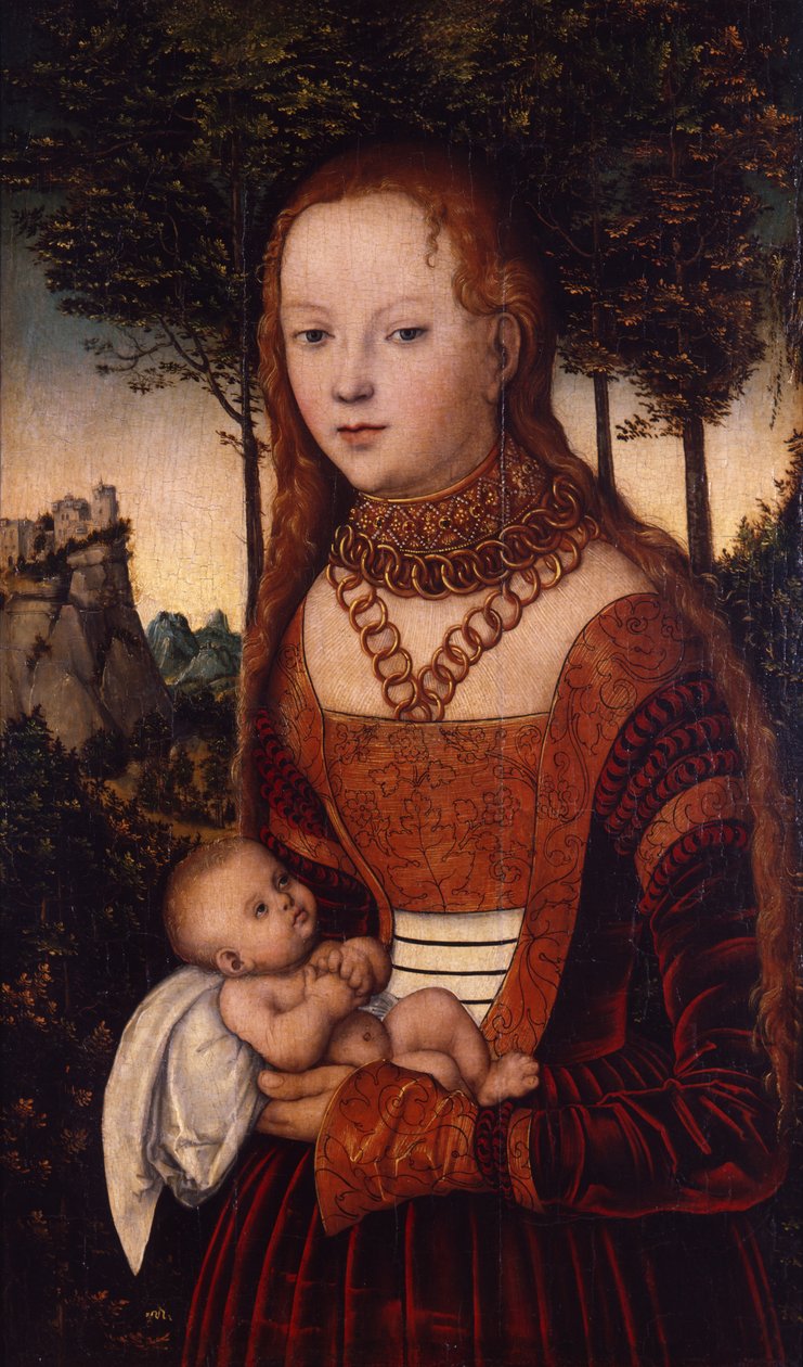 Jonge moeder met kind door Lucas Cranach the Elder