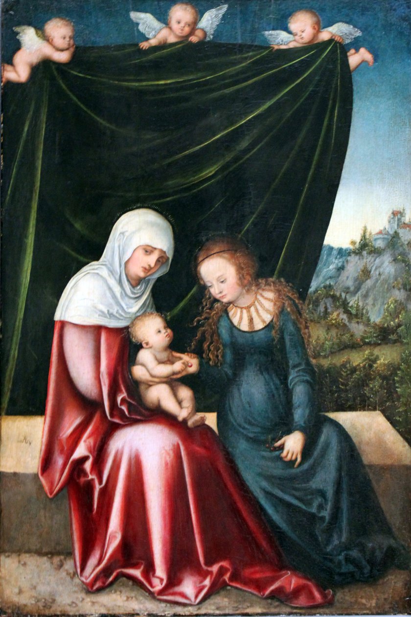 De Heilige Anna Selbdritt op de stenen bank door Lucas Cranach the Elder