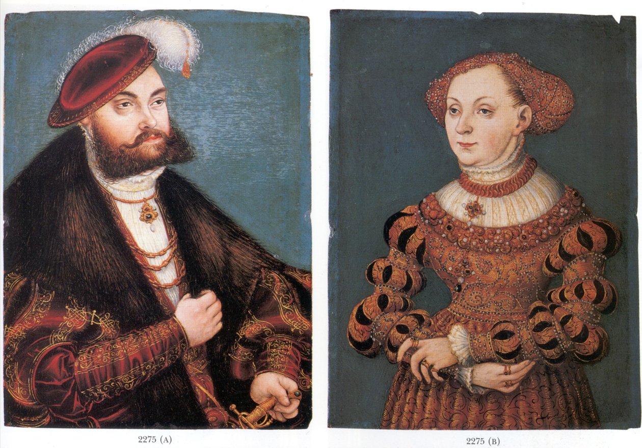 Dubbelportret Keurvorst Johann Friedrich van Saksen en Zijn Gemalin Sibylle van Cleve door Lucas Cranach the Younger