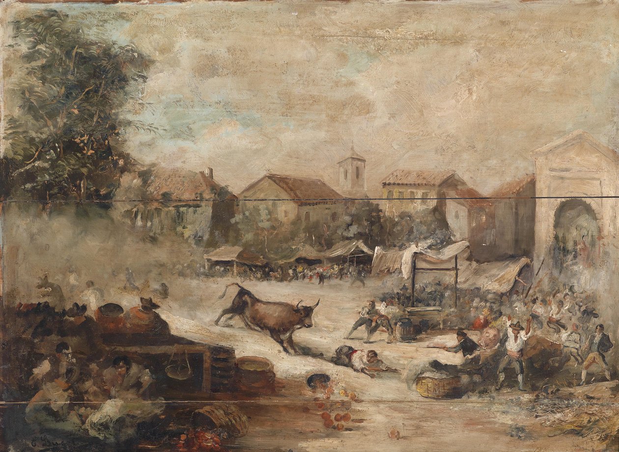 Ontsnapt aan de stier door Eugenio Lucas Velázquez