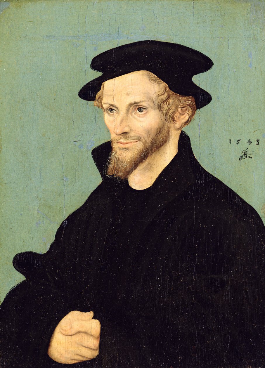 Portret van Philipp Melanchthon (1479-1560), 1543 door Lucas studio of Cranach