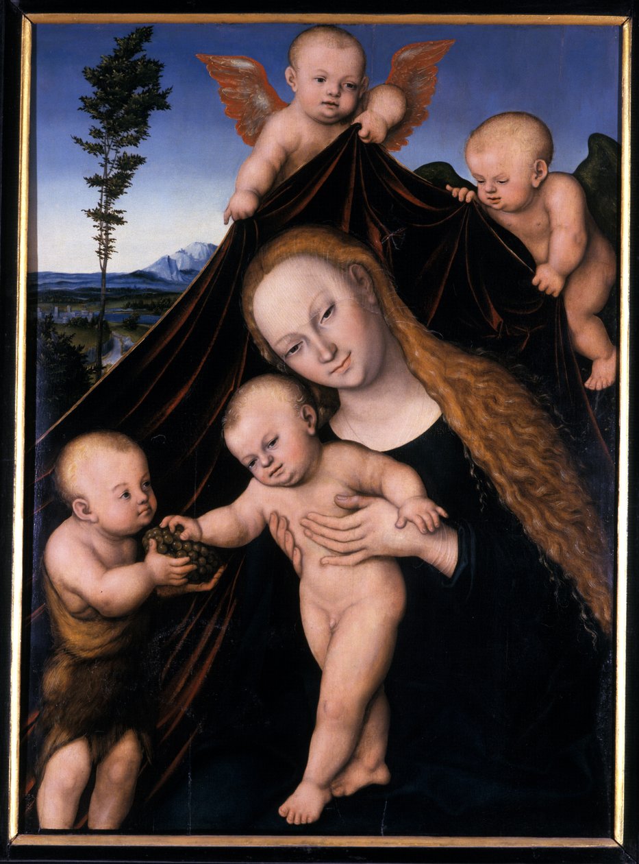 Madonna en Kind met Johannes de Doper door Lucas the Younger Cranach