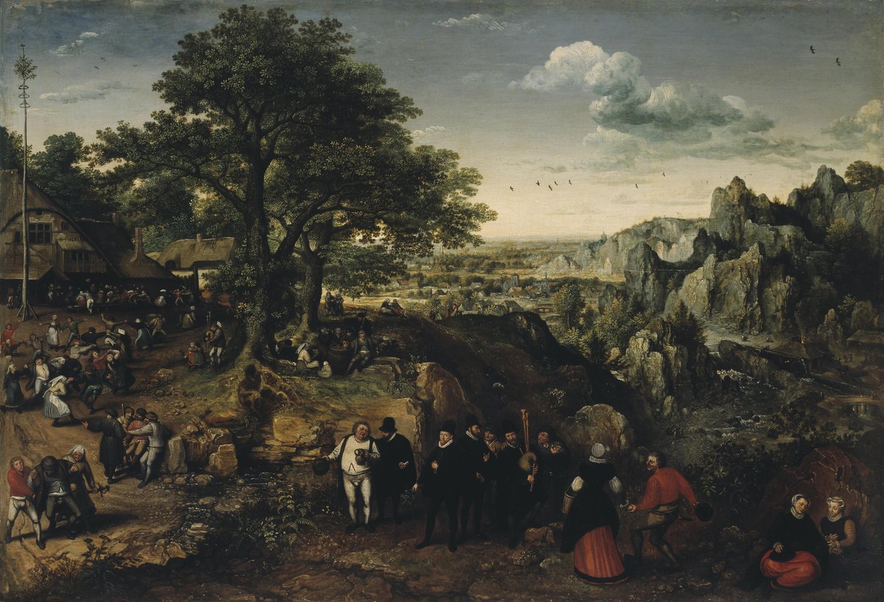 Landschap met een dorpsfeest door Lucas van Valckenborch