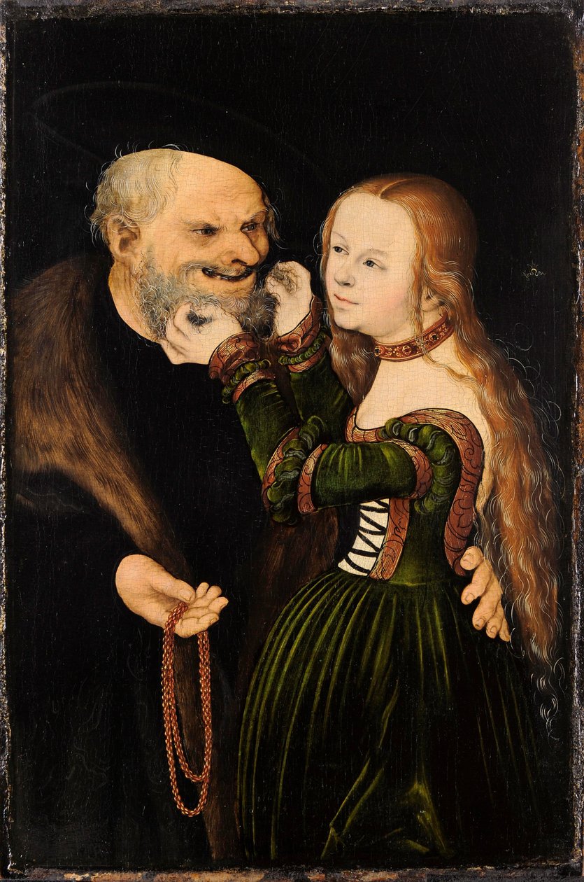 Het ongelijke paar (oude man verliefd) door Lucas Cranach the Elder