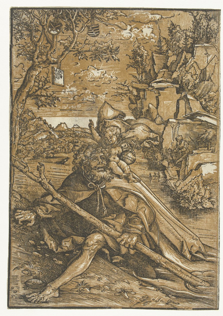Heilige Christoffel met Christuskind door Lucas Cranach
