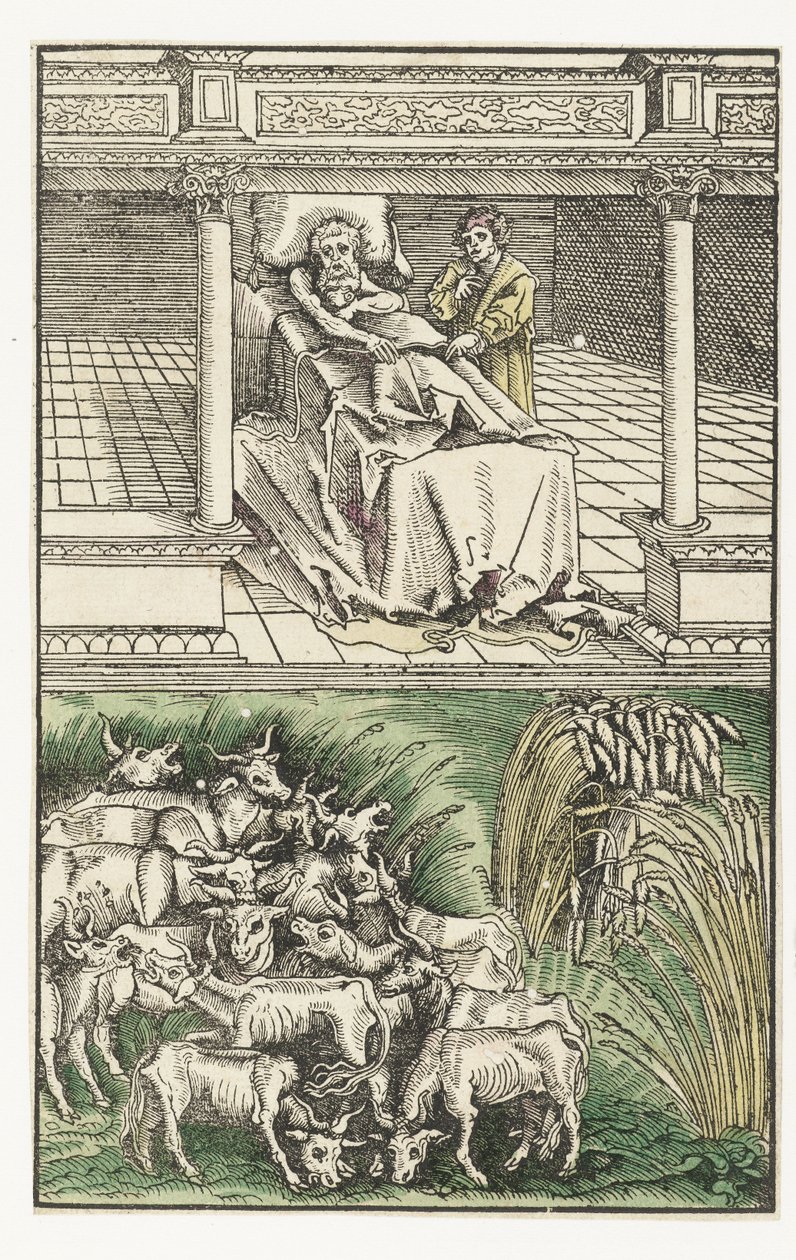 Jozef verklaart de dromen van Farao door Lucas Cranach