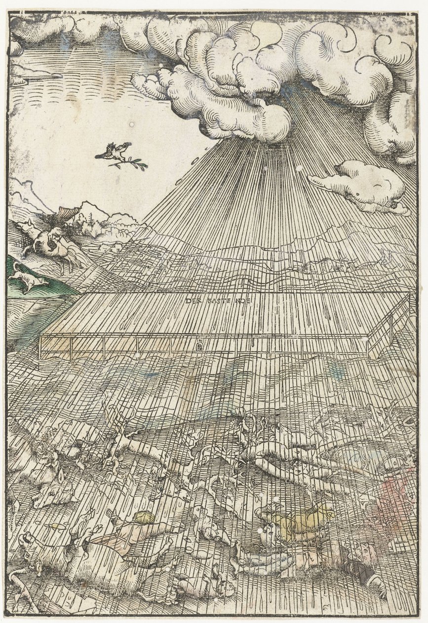 Zondvloed en ark van Noach door Lucas Cranach