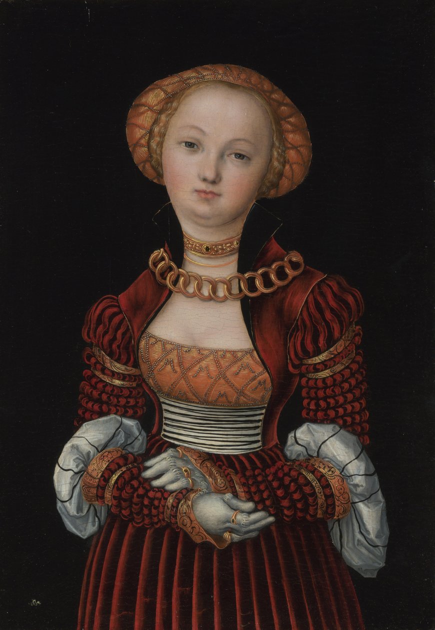 Portret van een vrouw door Lucas Cranach the Elder