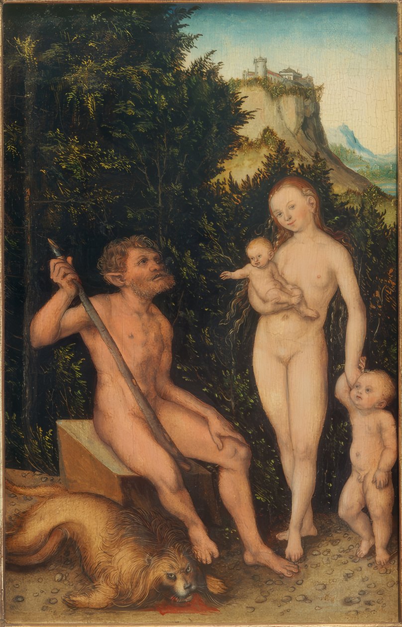 Familie van natuurmensen door Lucas Cranach the Elder