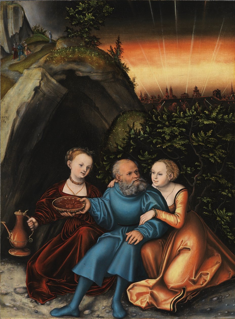 Lot en zijn dochters door Lucas Cranach the Elder