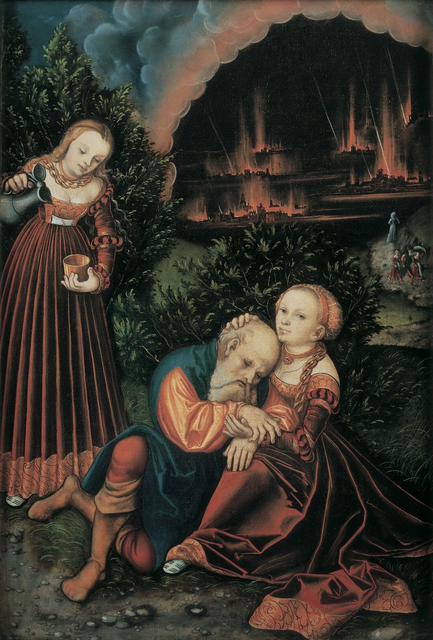 Lot en zijn dochters door Lucas Cranach the Elder