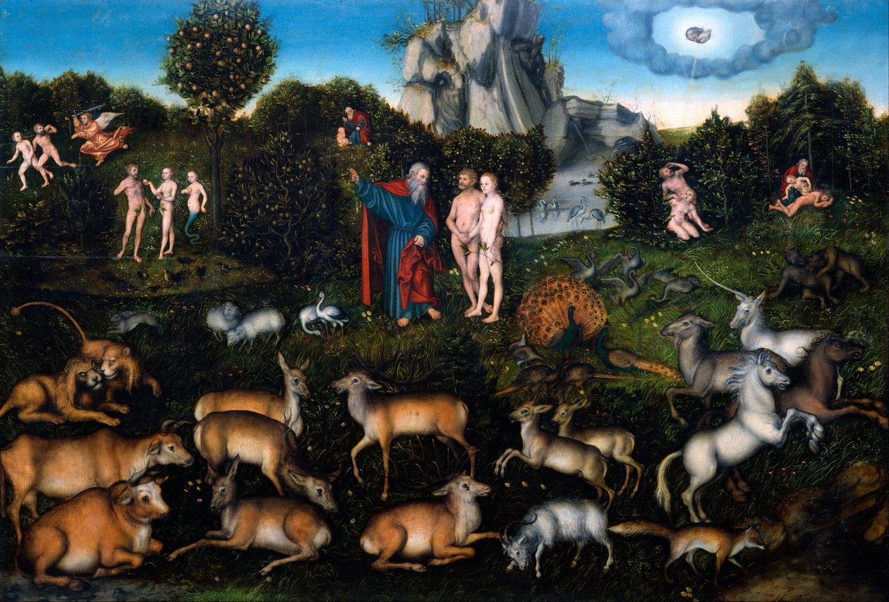 De tuin van Eden door Lucas Cranach the Elder