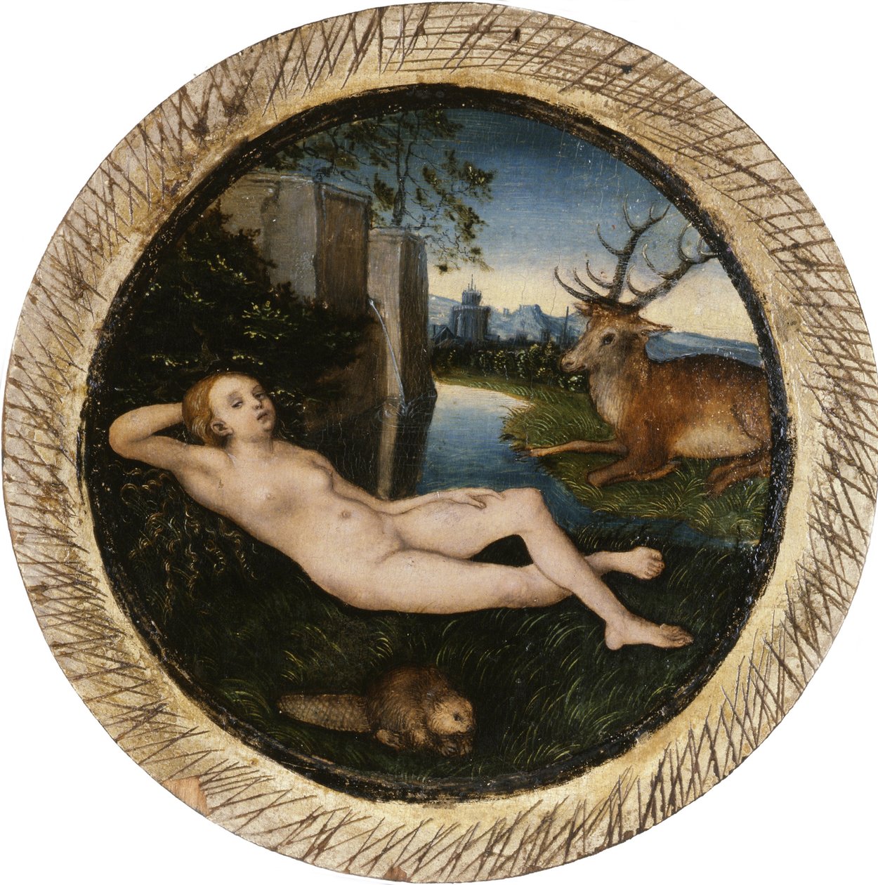 De nimf van de lente door Lucas Cranach the Elder