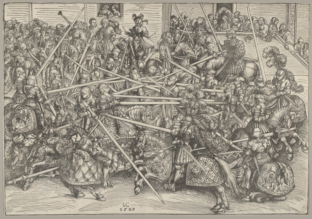 Het derde toernooi door Lucas Cranach the Elder