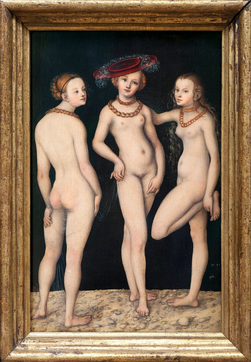 De drie Gratiën door Lucas the Elder Cranach