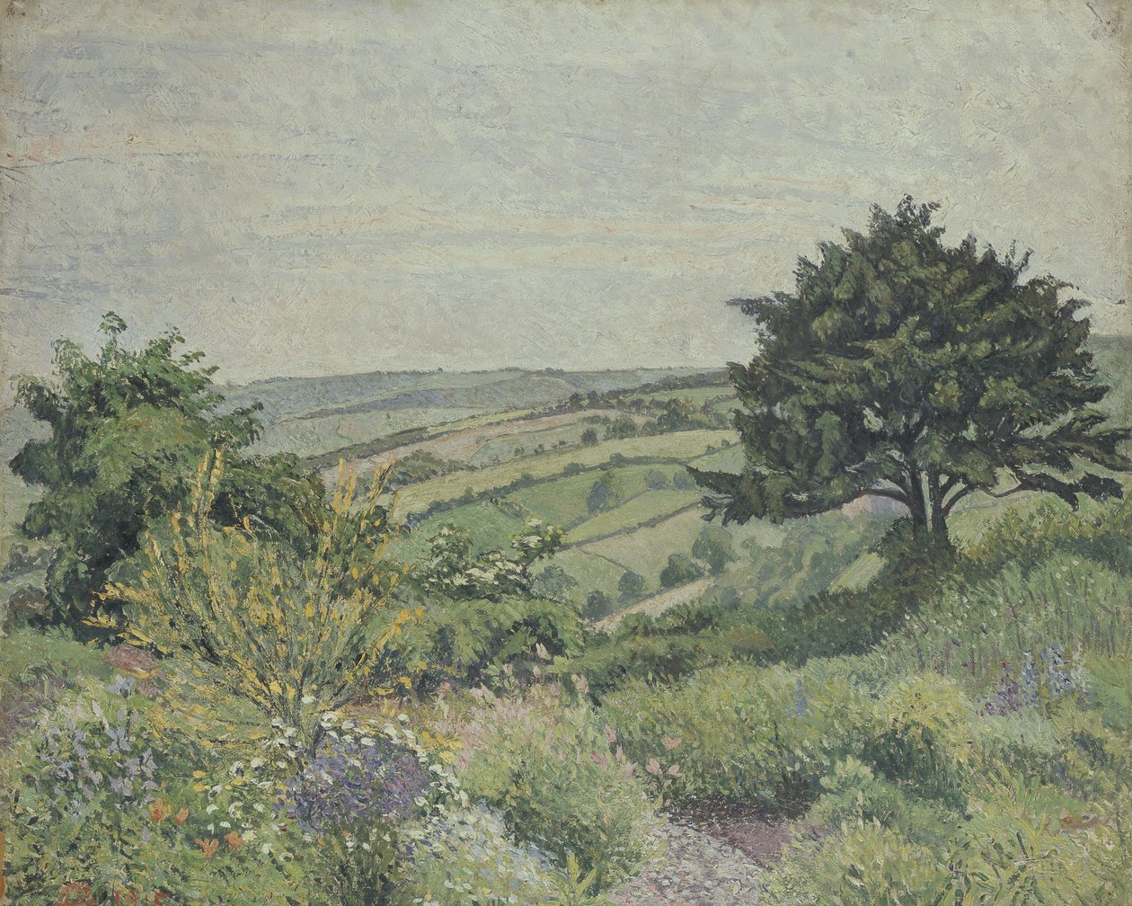 De Cottage Tuin, Visvijver, 1915 door Lucien Pissarro