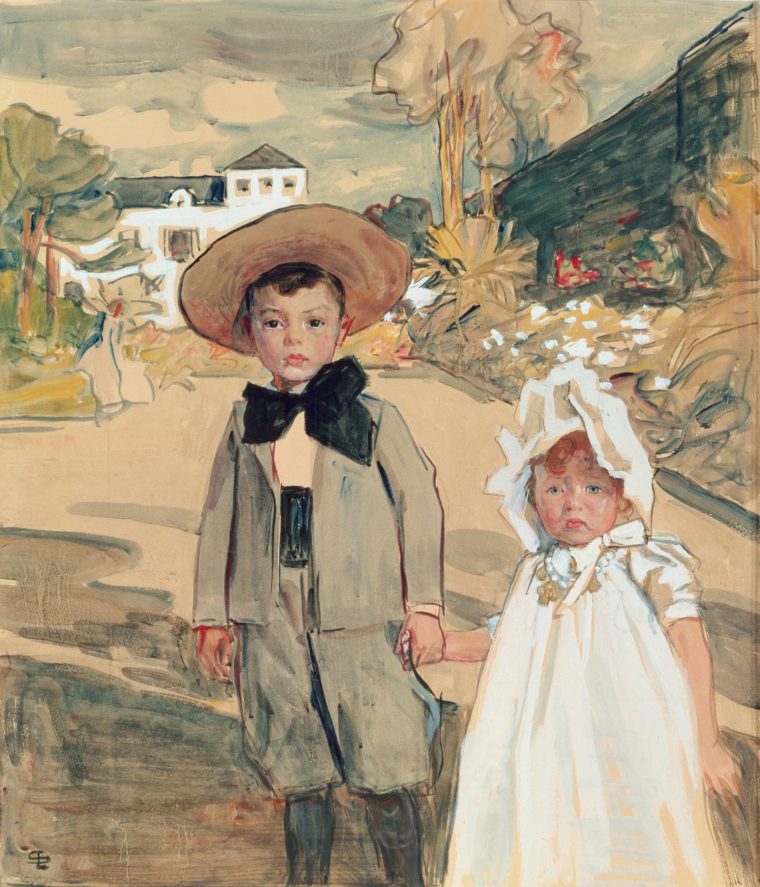 De kinderen van de kunstenaar, c.1895 (pen & inkt en wc op papier) door Lucien Simon