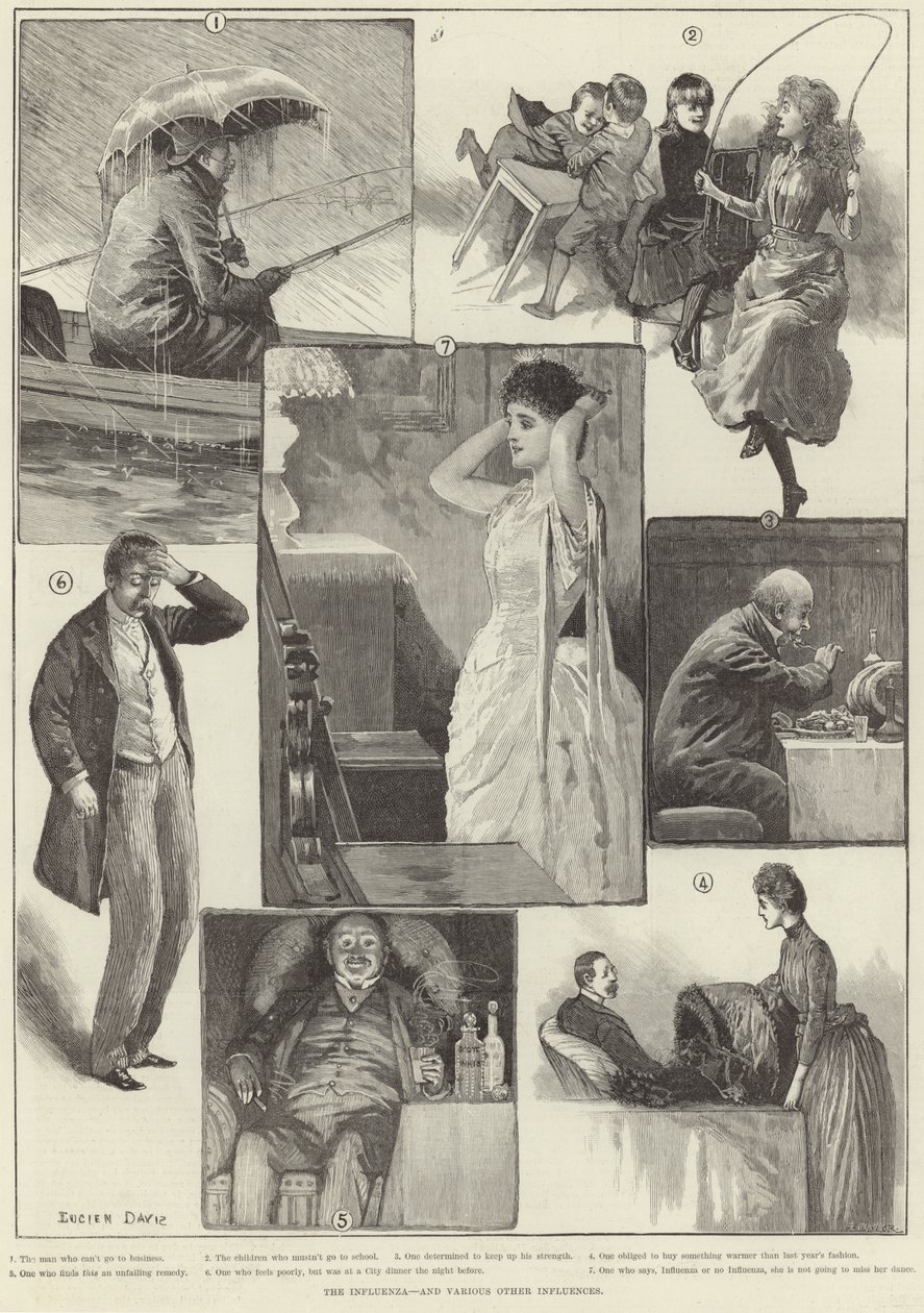 De griep (gravure) door Lucien Davis