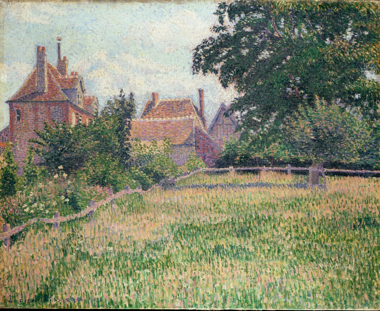 La Maison de la Sourde, Eragny, 1886 door Lucien Pissarro