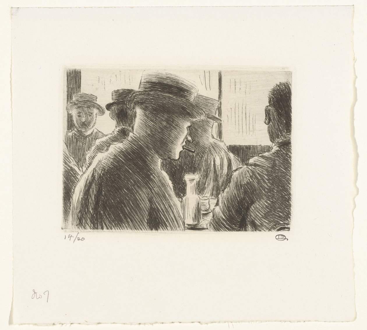 Mannen in een café door Lucien Pissarro