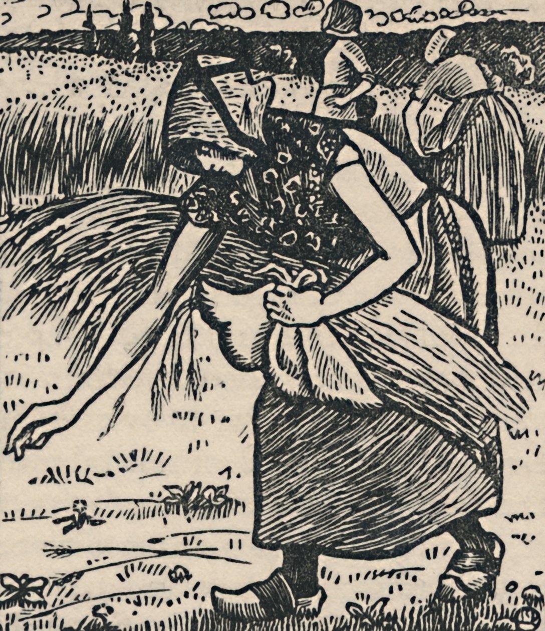 Ruth aan het aren lezen, 1919 door Lucien Pissarro