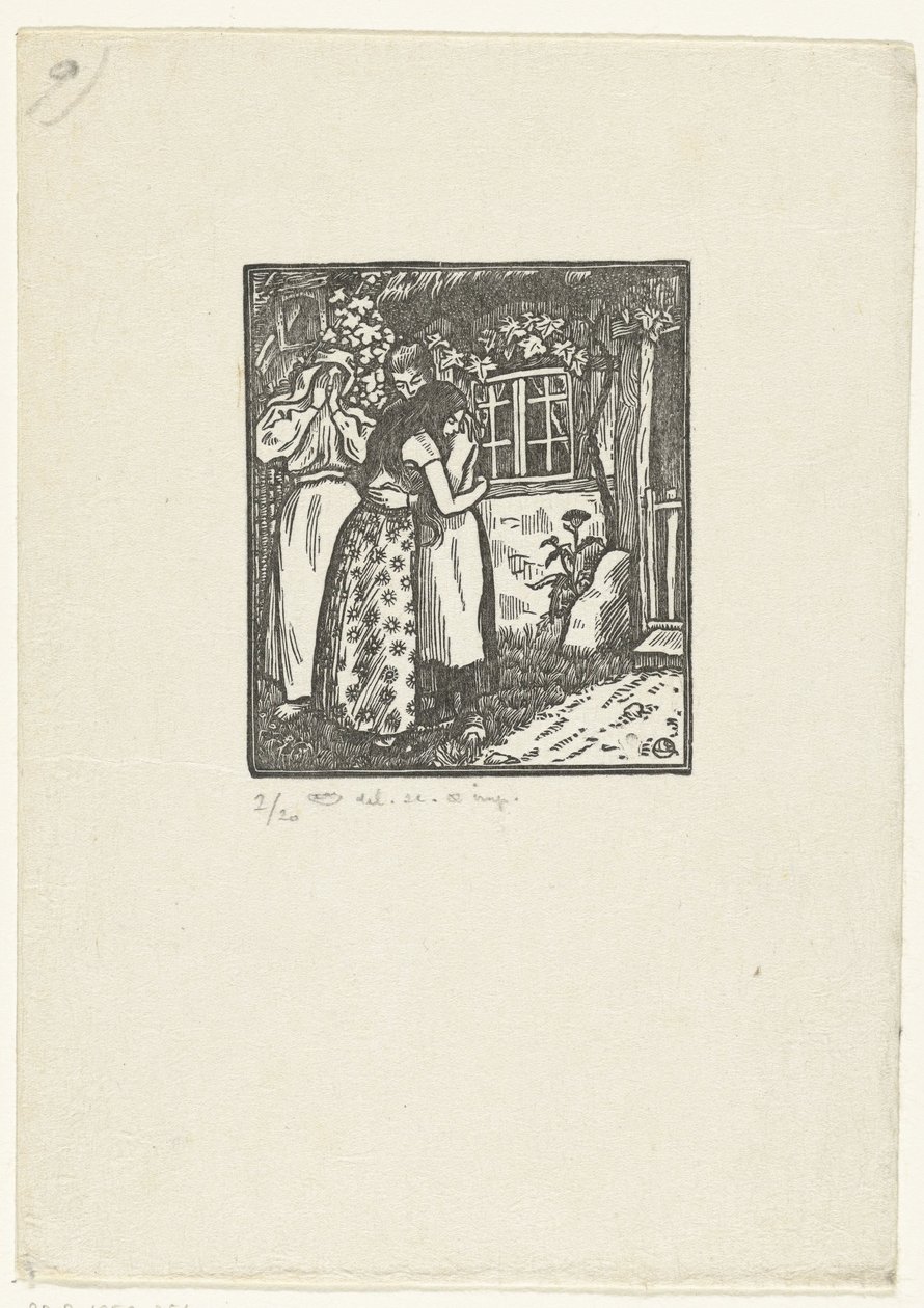 Ruth en Naomi omhelzen elkaar door Lucien Pissarro