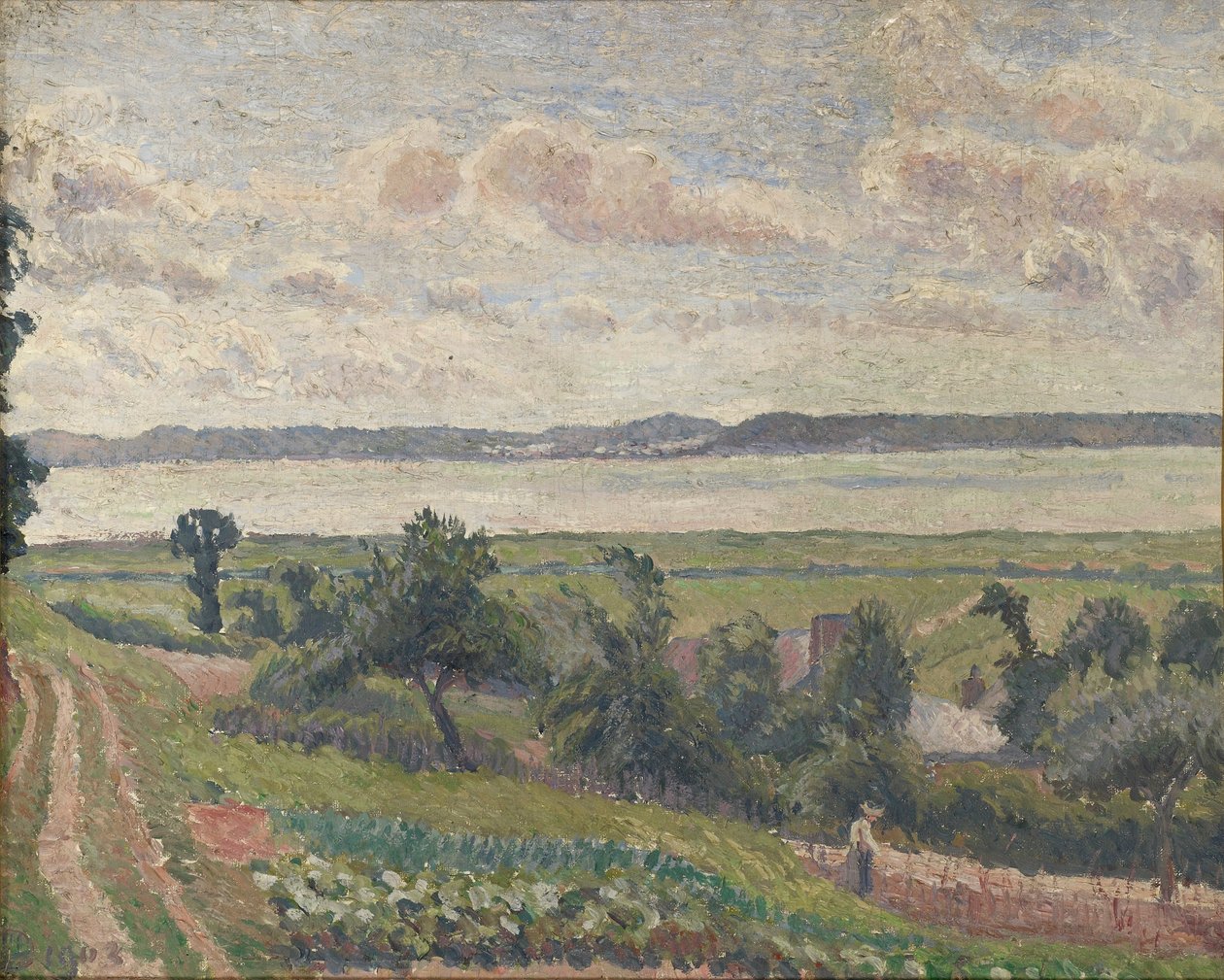 Uitzicht over de Monding, Harfleur, 1903 door Lucien Pissarro