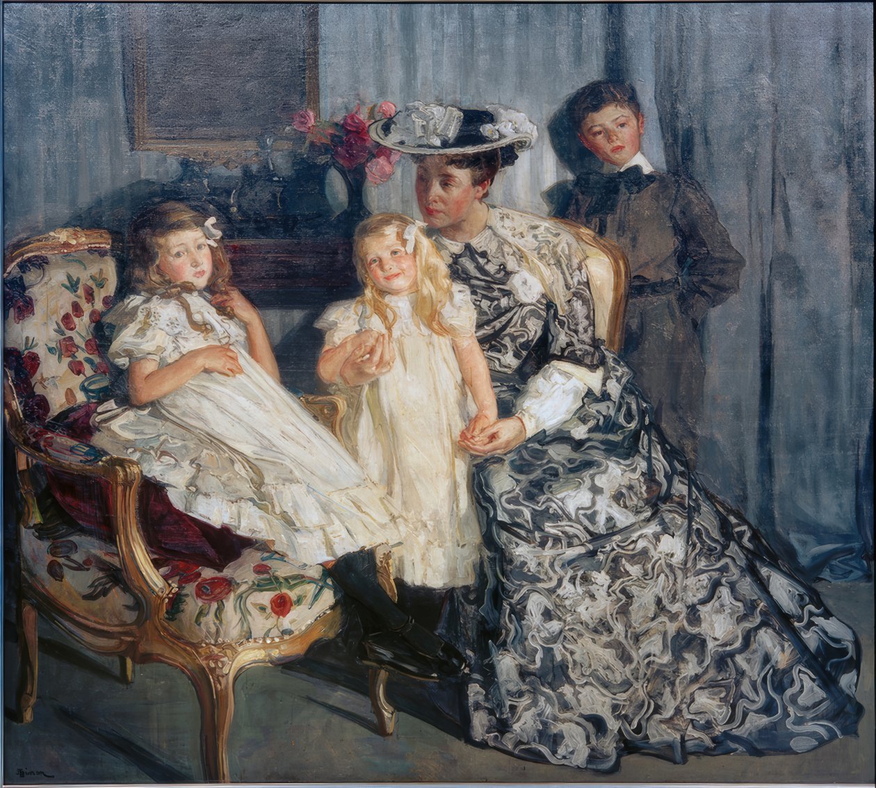 Madame Simon met haar kinderen door Lucien Simon