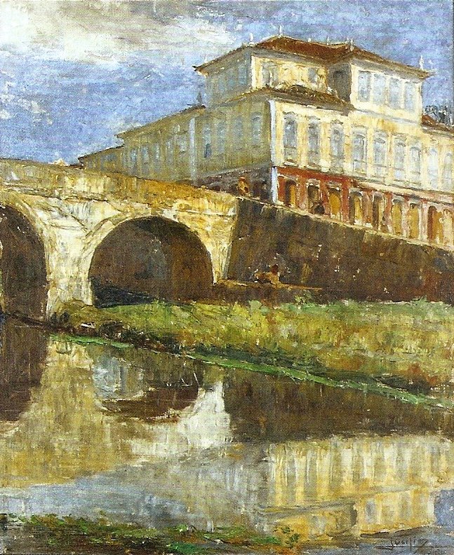 Uitzicht op Sao Joao del-Rey door Lucilio de Albuquerque