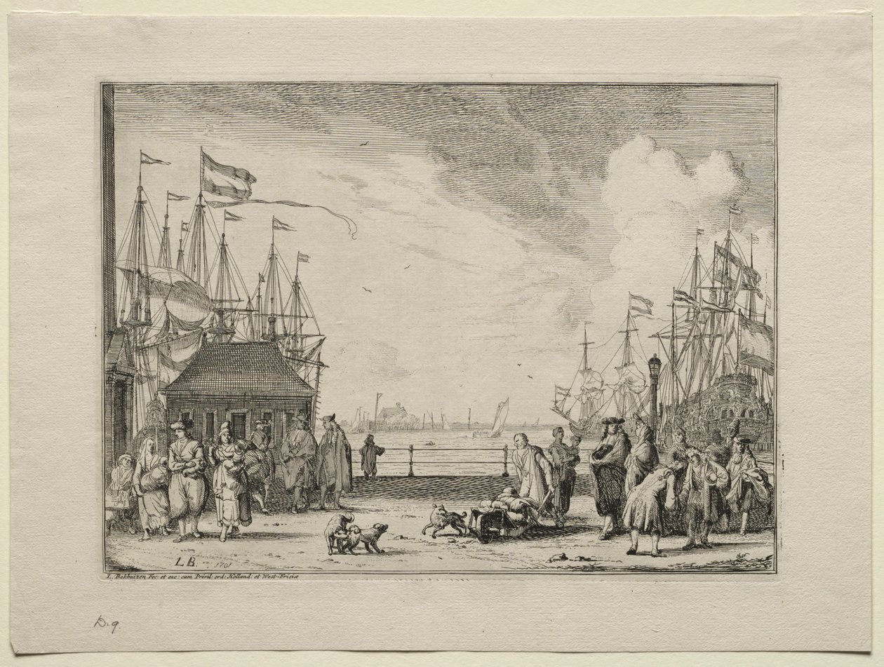 Haven van Amsterdam, 1701 door Ludolf Backhuysen
