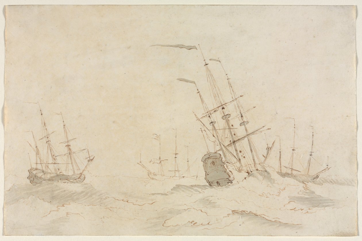 Schepen, tweede helft 1600s door Ludolf Backhuysen