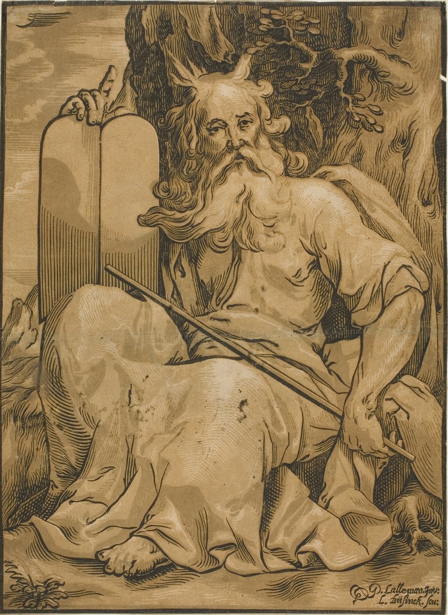 Mozes met de Tafelen der Wet door Ludolph Büsinck