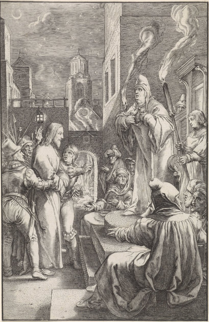 Christus voor Kajafas door Ludovicus Siceram