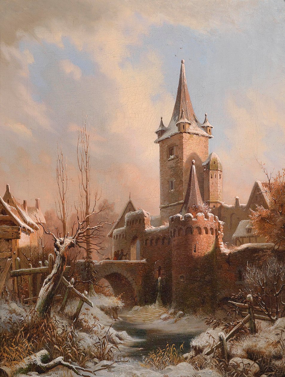 Carl Ludwig Ferdinand Messmann Kasteellandschap in de winter door Ludvig Messmann