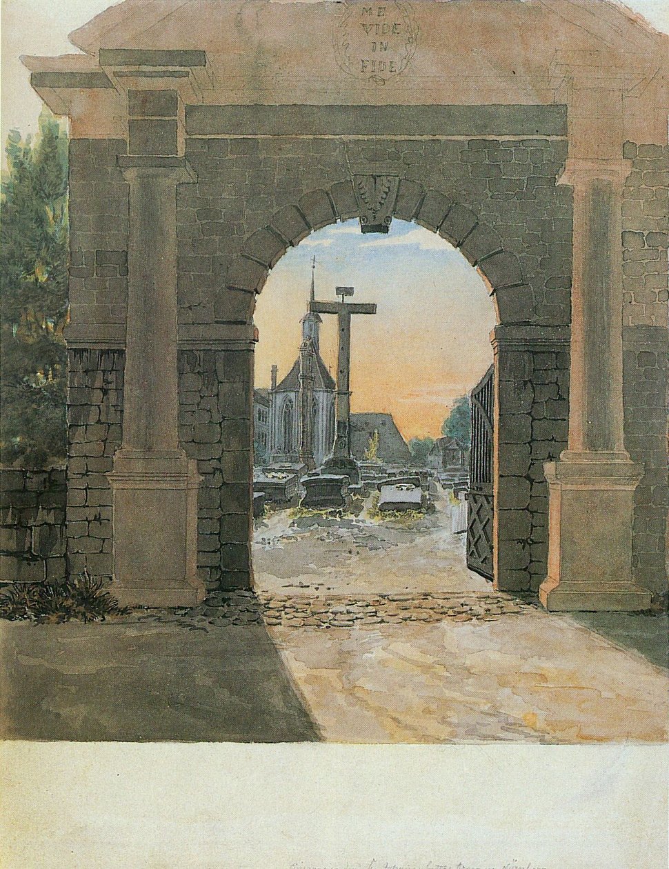 Ingang van de Johannisbegraafplaats in Neurenberg door Ludwig Emil Grimm